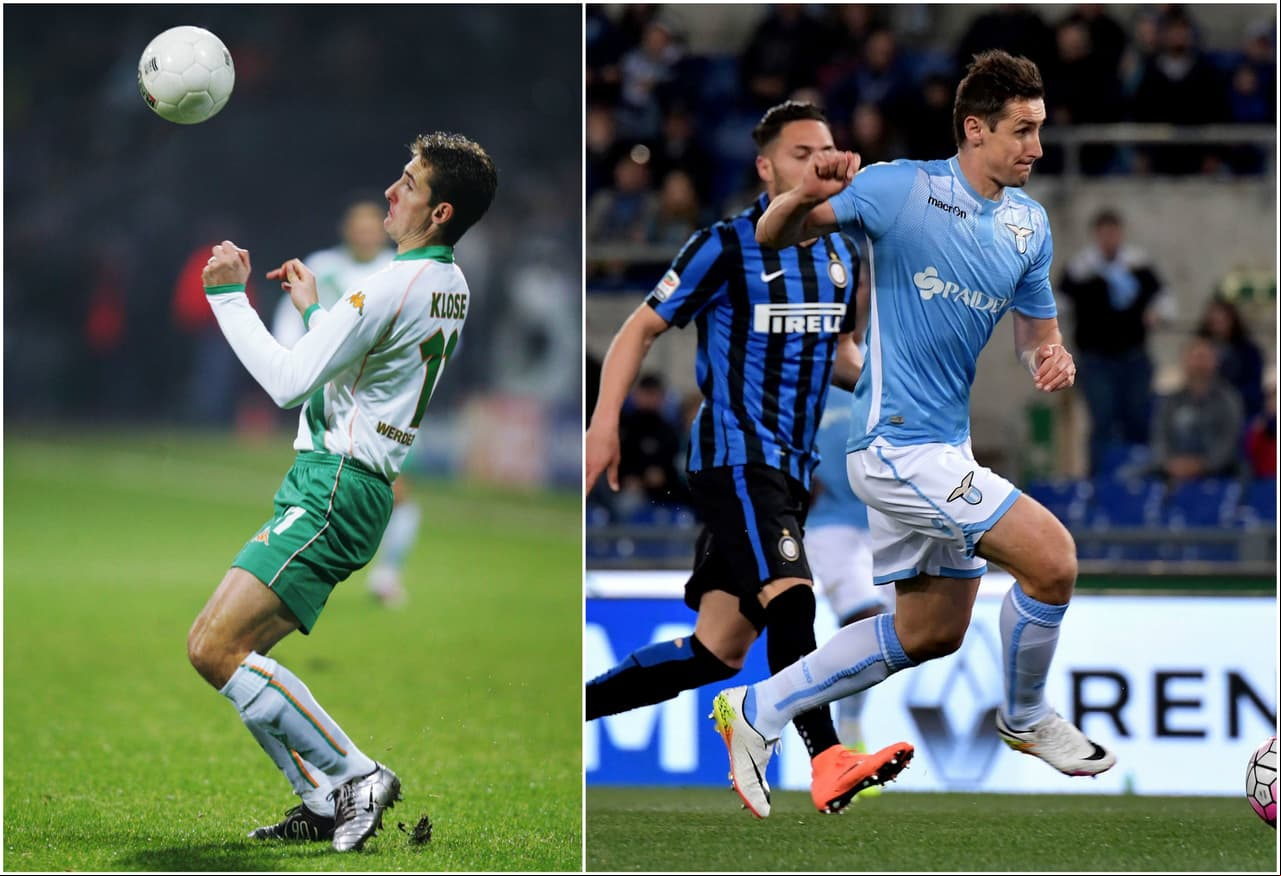 Aquí hay un caso curioso: jugando para clubes, el goleador alemán Miroslav Klose siempre usó calzado de 'la palomita'.