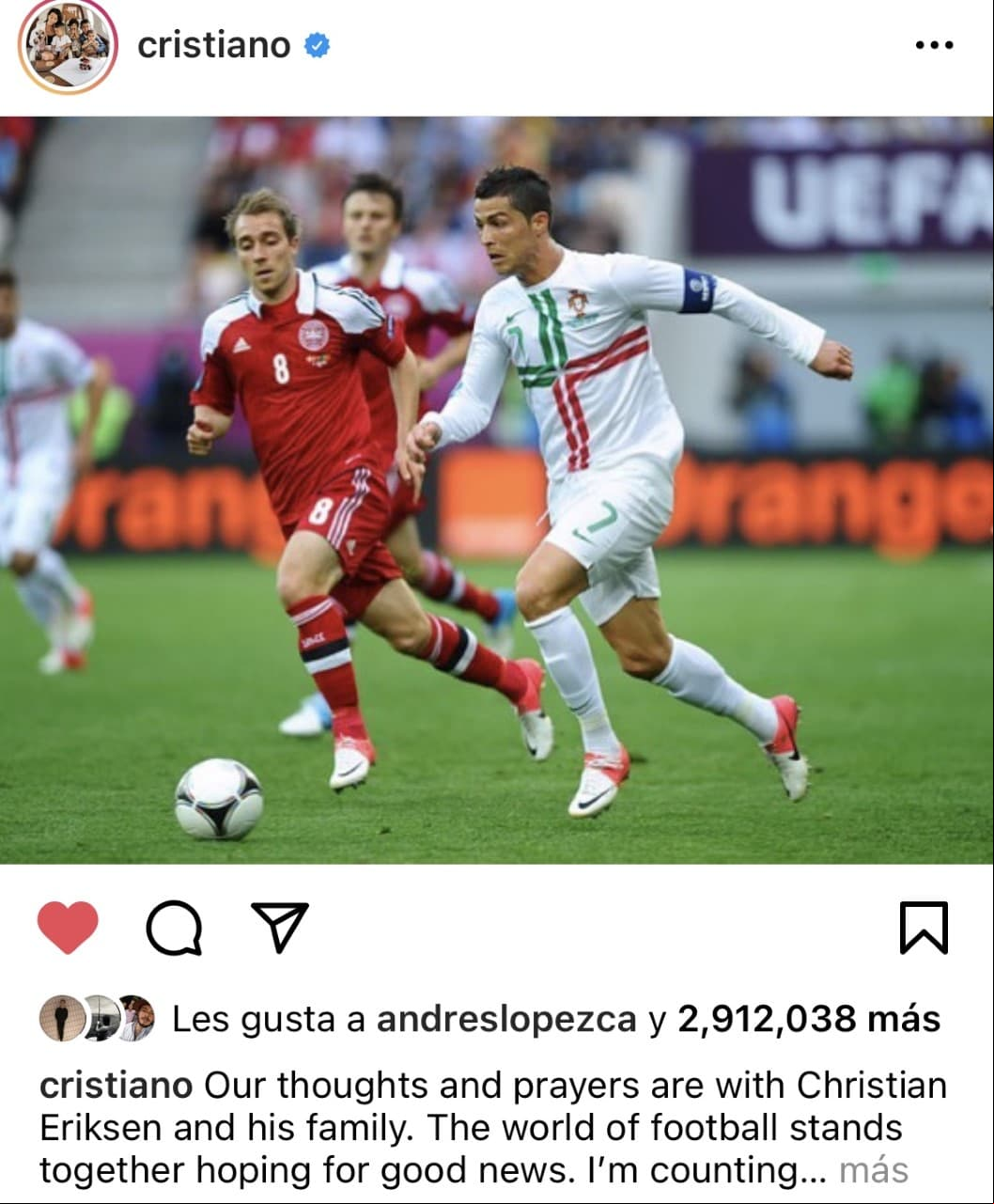 El mundo entero reacciona ante la situación de pérdida de conocimiento del mediocampista danés durante su debut en la Euro 2020.
