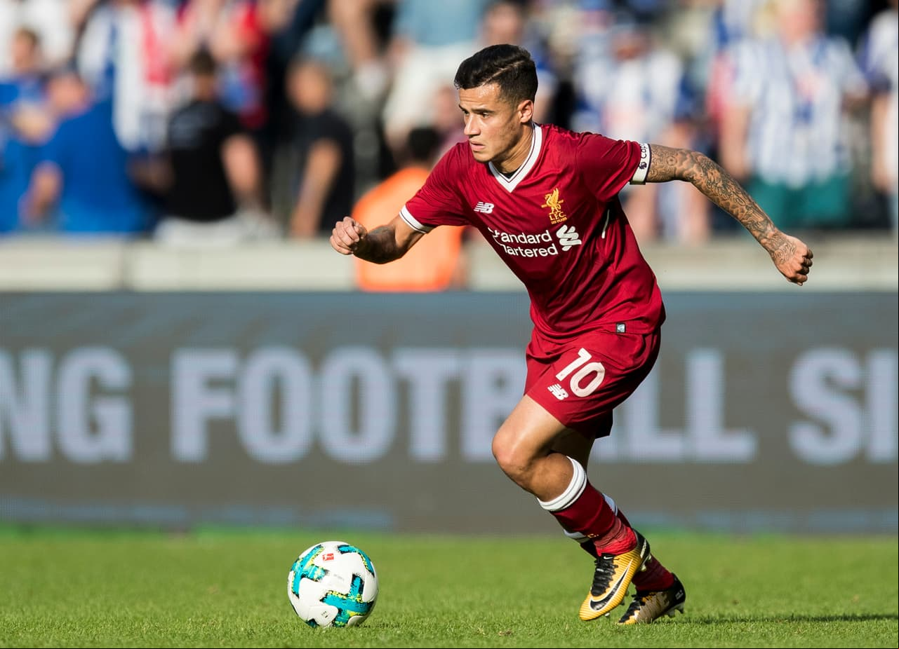 BERLIN,  - JULY 29: Philippe Coutinho of Liverpool FC runs with the ball during the Preseason Friendly match between Hertha BSC and FC Liverpool at Olympiastadion on July 29, 2017 in Berlin, . (Photo by Boris Streubel/Getty Images)