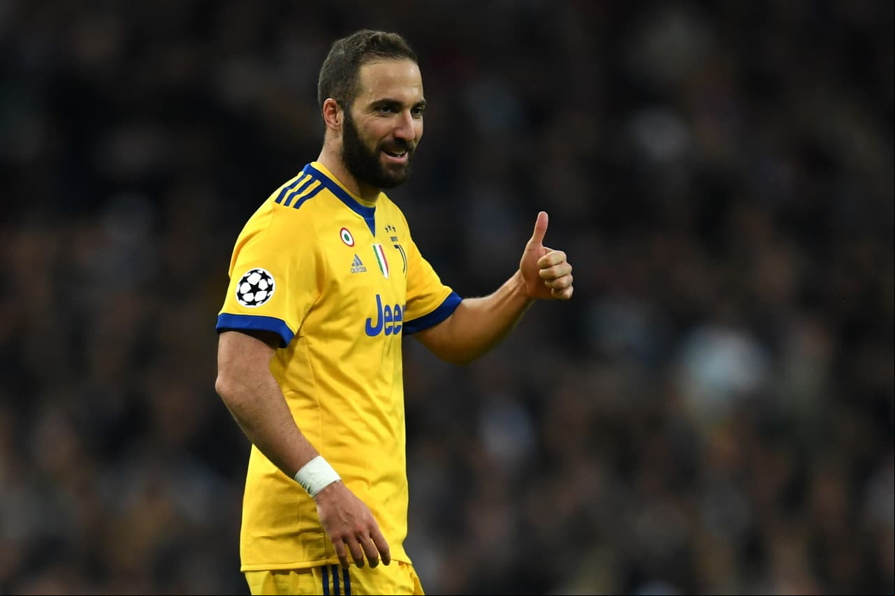 MADRID, SPAIN - APRIL 11: Gonzalo Higuain of Juventus reacts during the UEFA Champions League Quarter Final Second Leg match between Real Madrid and Juventus at Estadio Santiago Bernabeu on April 11, 2018 in Madrid, Spain. (Photo by David Ramos/Getty Images)