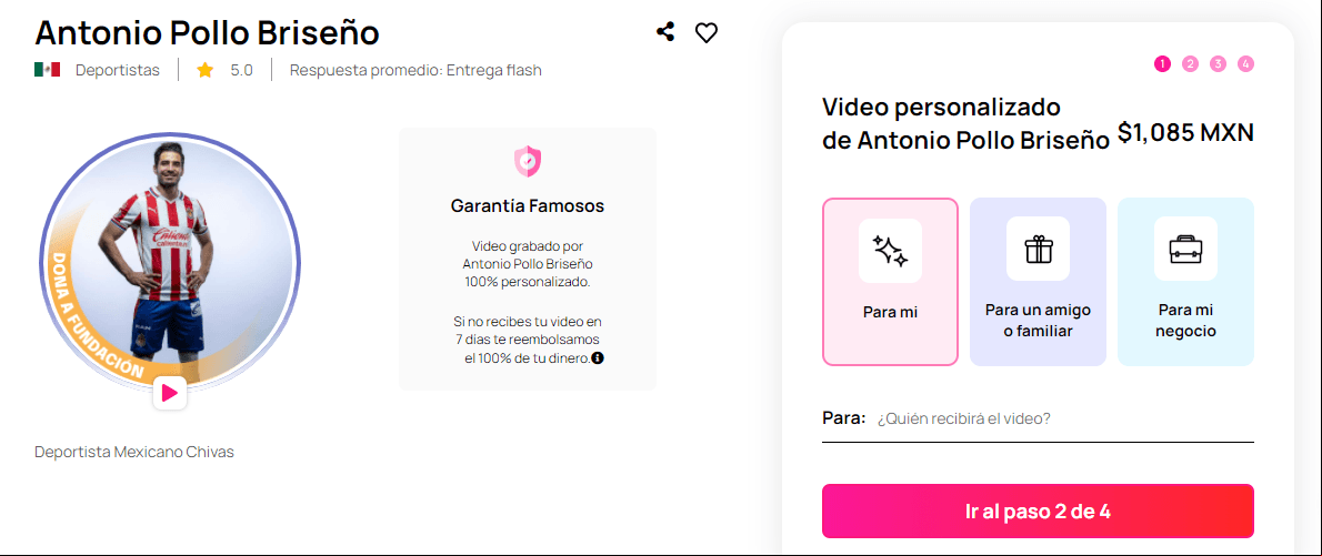 Así luce el perfil del 'Pollo' Briseño en el sitio de Famosos.
