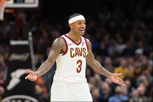 CLEVELAND, OH - JANUARY 31: Isaiah Thomas #3 of the Cleveland Cavaliers reacts to a foul call during the first half against the Miami Heat at Quicken Loans Arena on January 31, 2018 in Cleveland, Ohio. NOTE TO :  expressly acknowledges and agrees that, by ing and or using this photograph,  is consenting to the  and conditions of the Getty Images License Agreement. (Photo by Jason Miller/Getty Images)